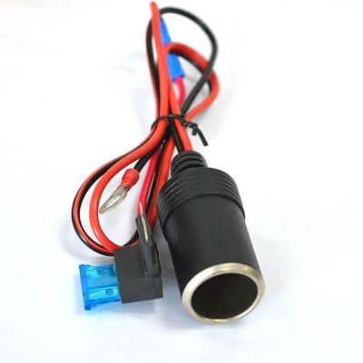 Car cigarette lighter socket with ATO fuse holder and ring cable lug